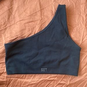Set active ribbed one shoulder sports bra